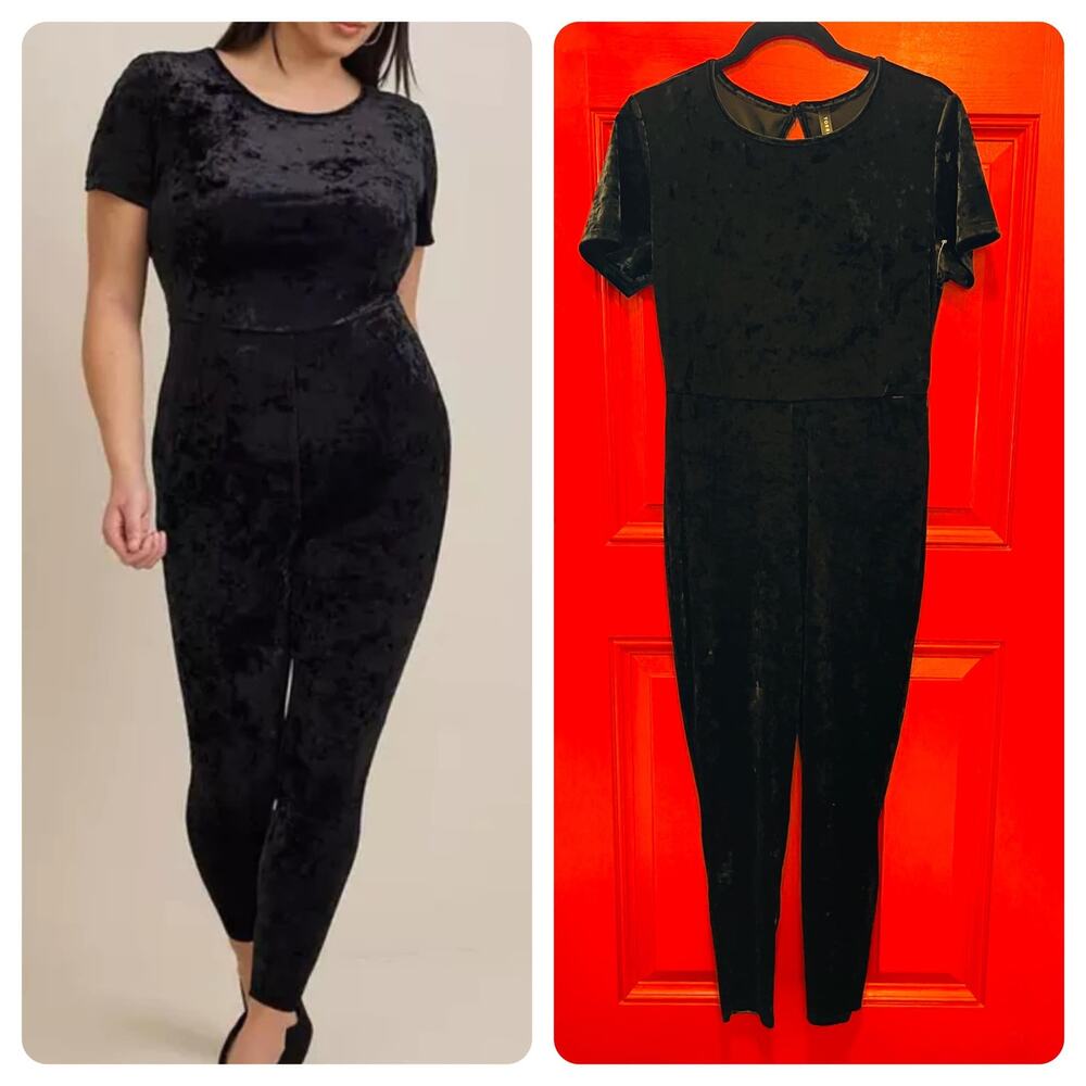 Torrid 1 (1X 14/16)‎ Sexy One Piece Crushed Velvet Short Sleeve Catsuit Bodysuit